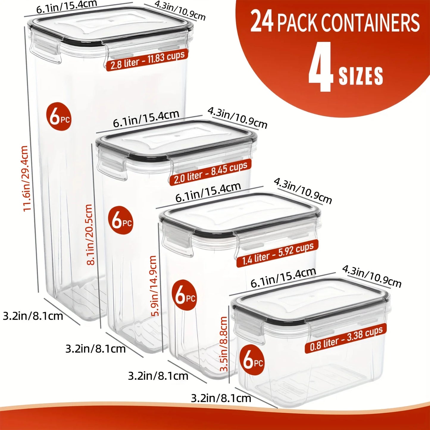 24Piece Airtight Food Storage Containers