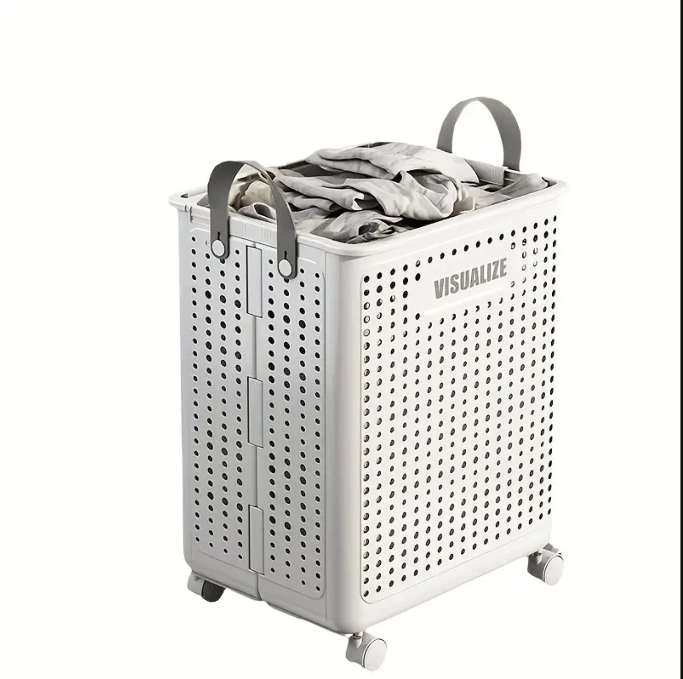 66.5L Foldable Laundry Basket with Wheels - XL Collapsible Storage Bin for Clothes, Toys, Bathroom (14x15x20 inch)