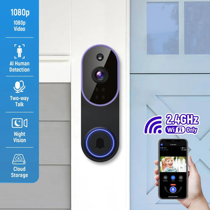 Smart Wireless Video Doorbell Camera with AI Detection