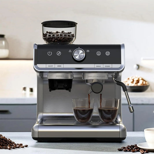 Bar Espresso Coffee Machine 1450W Semi Automatic Espresso Maker with Grinder