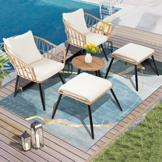 5 Piece Patio Furniture Set, Outdoor Wicker, Bistro
