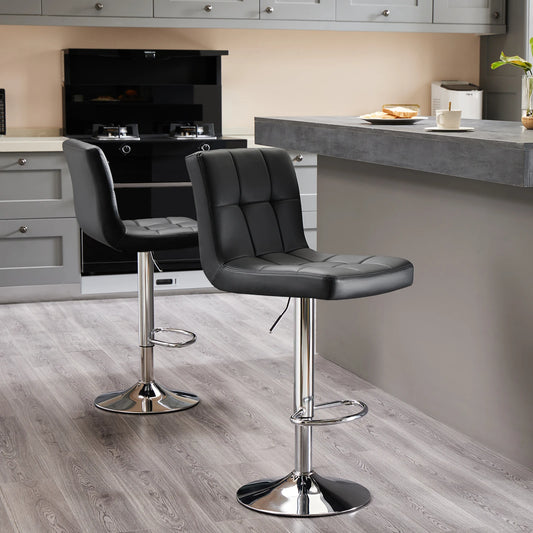 Leather Bar Stools Set of 2,Upholstered Counter Height Bar Stools,SGS Certified Gas Gylinder Comfortbale Backrest