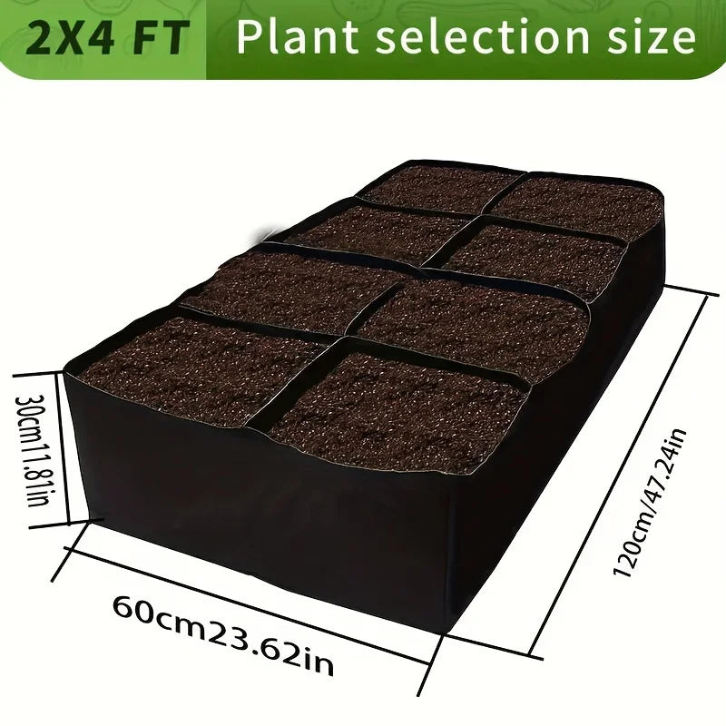 Garden Bed, 128 Gallon 8 Grids Plant Grow Bags, 3x6FT Raised Bed