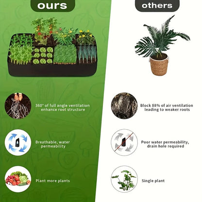 Garden Bed, 128 Gallon 8 Grids Plant Grow Bags, 3x6FT Raised Bed