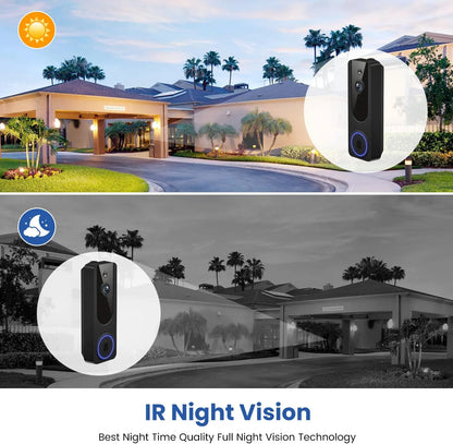 Wireless Video Doorbell with AI Detection, Night Vision