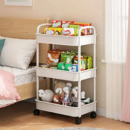 1pc 3/4-Tier Rolling Storage Cart, Plastic Multi-Functional Organizer