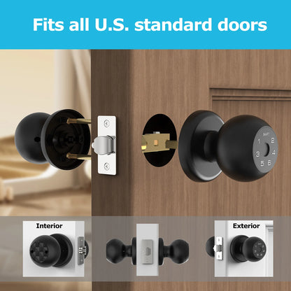 Ball-Shaped Smart Lock Fingerprint, App-Controlled, Passcode, and Electronic Touchscreen Keypad Door Lock Smart Handle