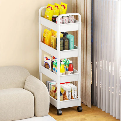 1pc 3/4-Tier Rolling Storage Cart, Plastic Multi-Functional Organizer