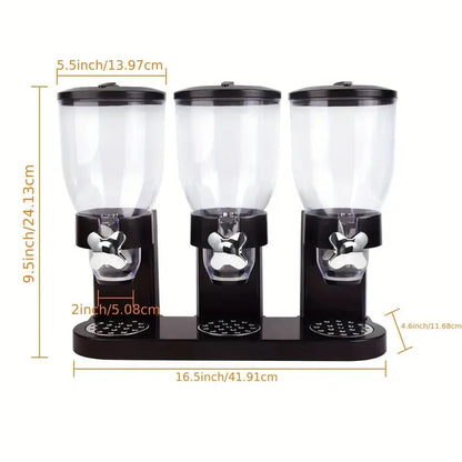 3 Canister Cereal Dispenser, Kitchen Pantry Storage Organizer