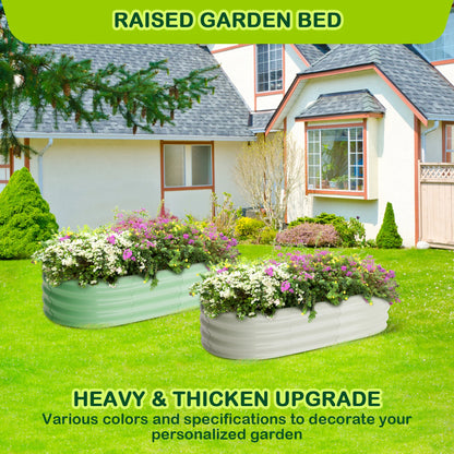 2 Pcs 4.5x2x1ft Oval Raised Garden Bed, Galvanized Metal Raised Bed