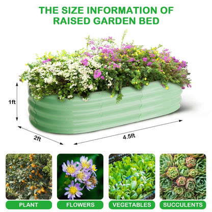 2-Pack Oval Galvanized Steel Raised Garden Bed Open Base Safety Edge Metal Planter Box Raised Beds for Vegetables Flowers Herbs