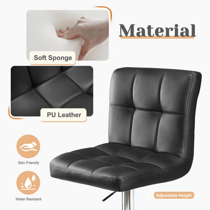 Leather Bar Stools Set of 2,Upholstered Counter Height Bar Stools,SGS Certified Gas Gylinder Comfortbale Backrest