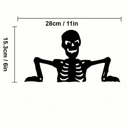 Gothic Metal Skull Silhouette Wall Plaque - Outdoor & Indoor Decor