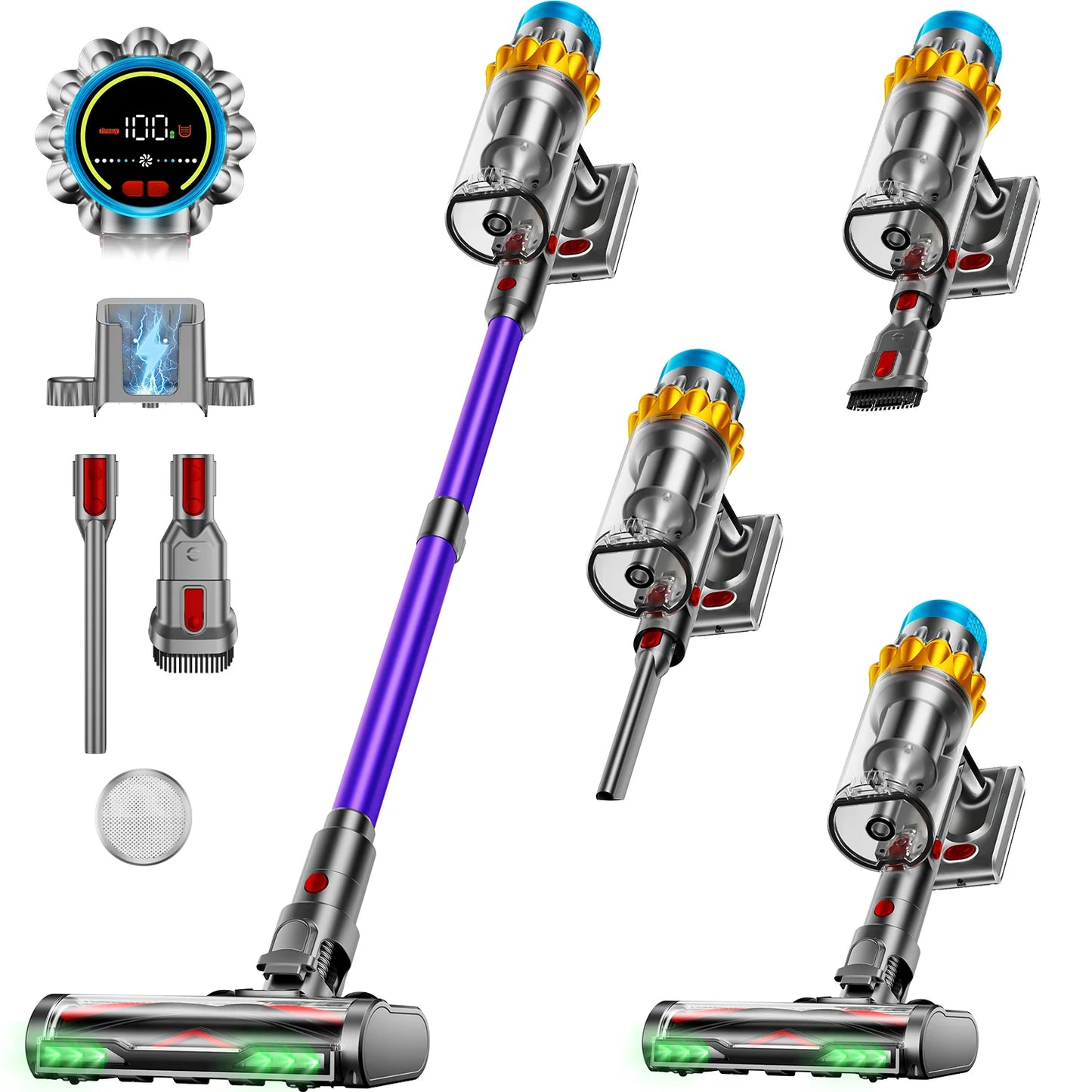 Cordless Vacuum Cleaner 65KPA Strong Suction for Pet Hair and Carpet 70Mins Runtime Household cleaning