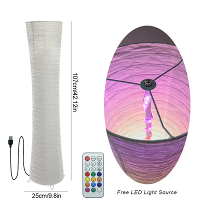 Paper lamp, RGB color-changing LED smart lamp, remote control, floor lamp