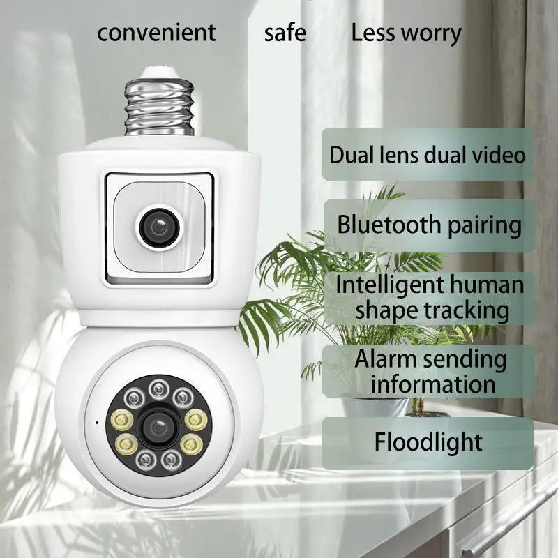 8MP Bulb WiFi Camera 4K Dual Lens Night Vision