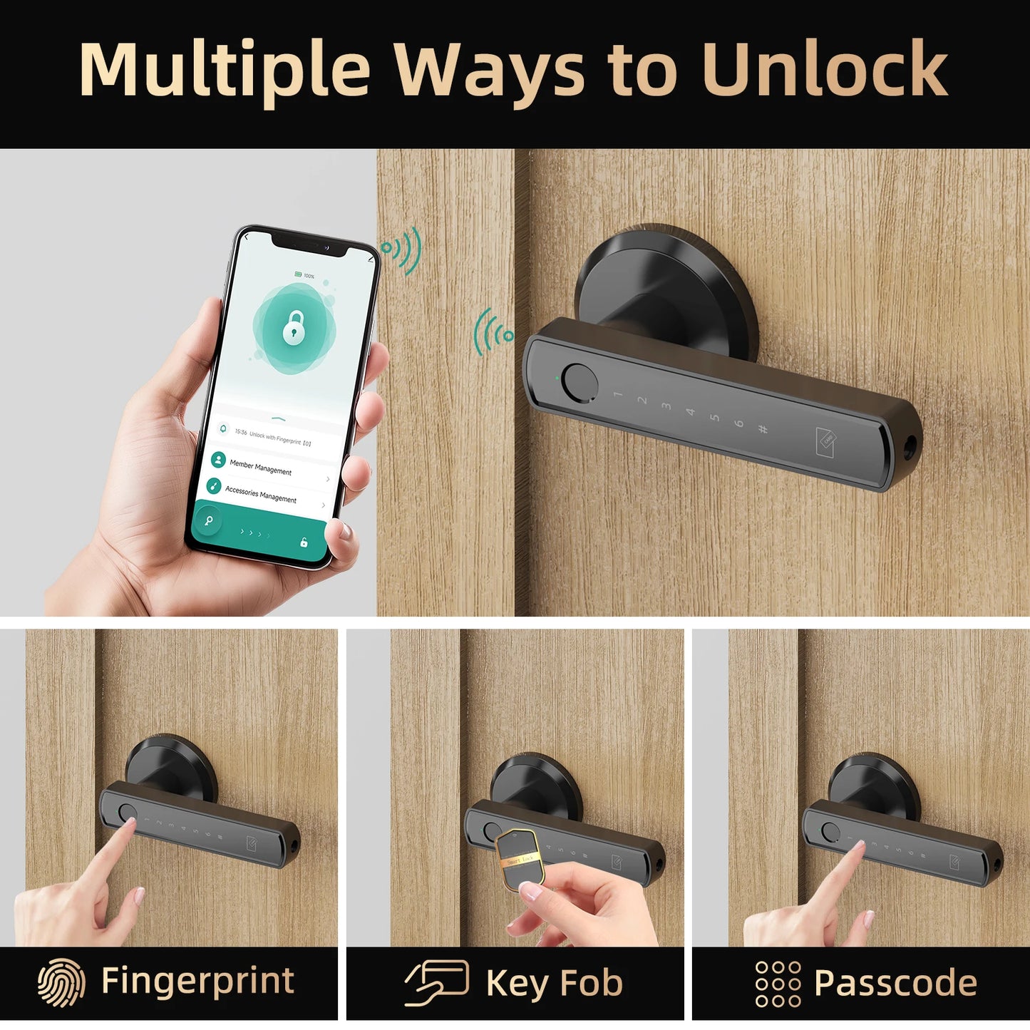 Smart Lock Fingerprint Door Lock App Control Passcode Unlock
