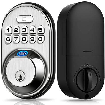 Fingerprint Door Lock Keyless Entry Keypad Deadbolt, Anti Peeping Password for Front Door