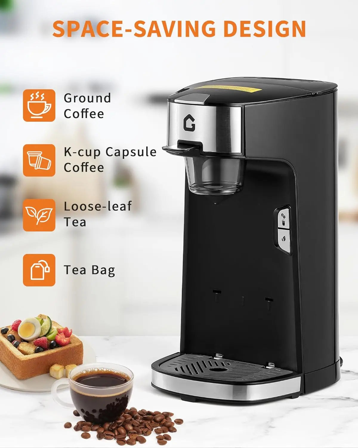 Single Serve Coffee Maker,K Cup & Ground Coffee Compatible