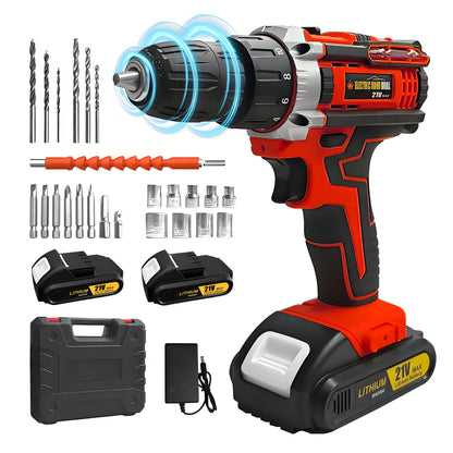 Lithium battery-powered screwdriver, electric screwdriver, electric hand drill, electric impact drill, combo set, home DIY kit