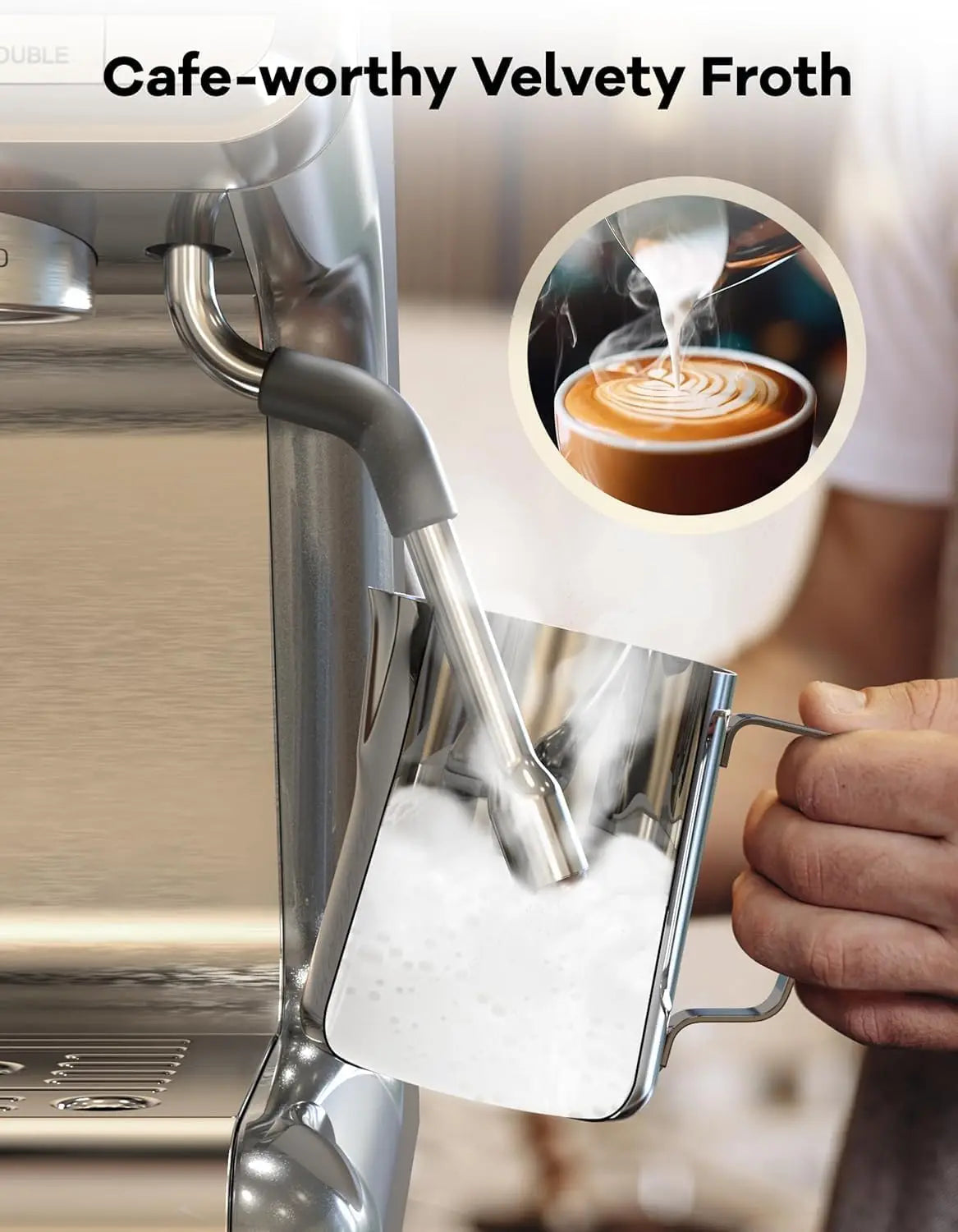 Bar Espresso Coffee Machine 1450W Semi Automatic Espresso Maker with Grinder