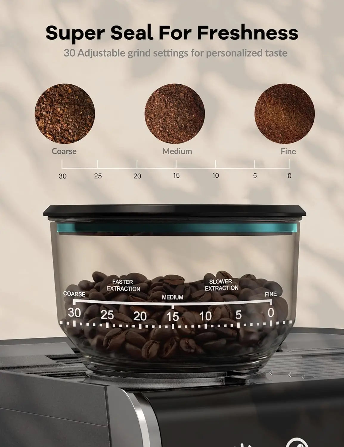 Bar Espresso Coffee Machine 1450W Semi Automatic Espresso Maker with Grinder