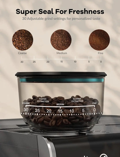 Bar Espresso Coffee Machine 1450W Semi Automatic Espresso Maker with Grinder