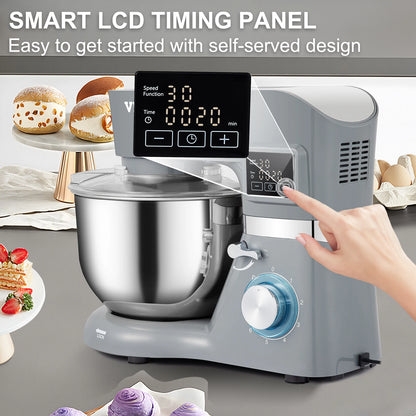 Stand Mixer Electric Dough Mixer with 6 Speeds LCD Screen Timing 5.8 Qt Stainless Steel Bowl