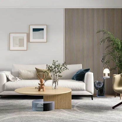 Soundproof Wood Slat Wall Panels, 2 Pack 94.5" x 12.6" Acoustic Panels