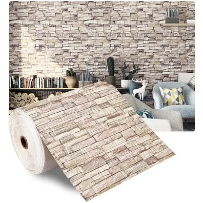1/5/10M 3D Self-Adhesive Decor Wallpaper Waterproof Imitation Brick