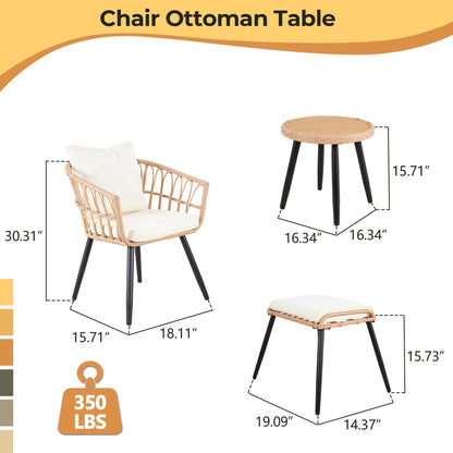 5 Piece Patio Furniture Set, Outdoor Wicker, Bistro