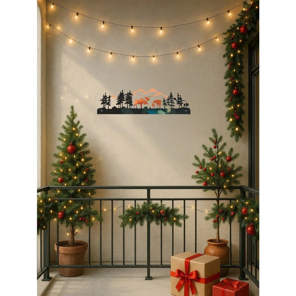Metal Moose Wall Art, Christmas tree