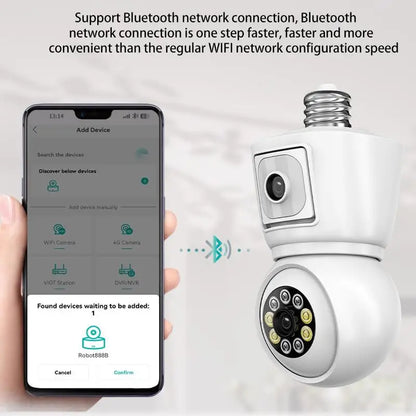 8MP Bulb WiFi Camera 4K Dual Lens Night Vision