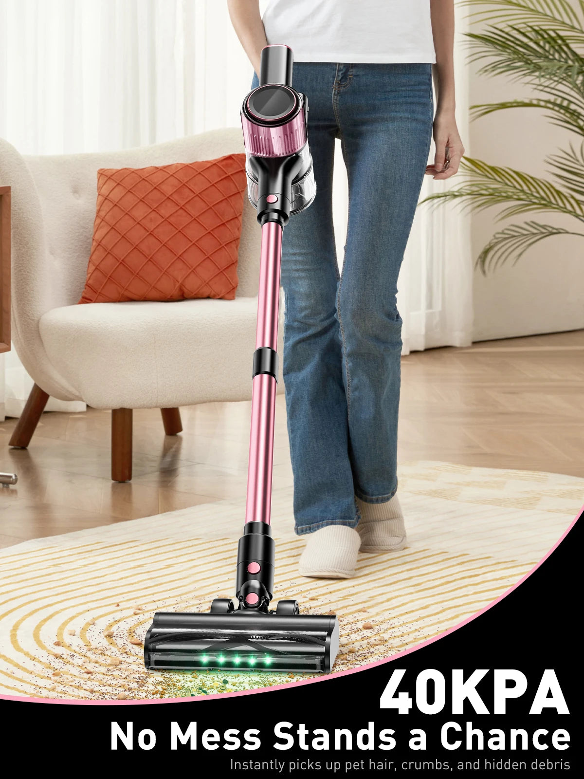 Cordless Vacuum Cleaner, 10 in 1 Powerful Stick Vacuum Cleaner for Home Pet Hair/Hard Floor/Carpet