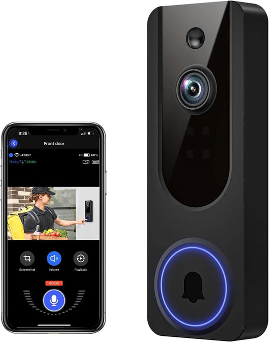 Wireless Video Doorbell with AI Detection, Night Vision