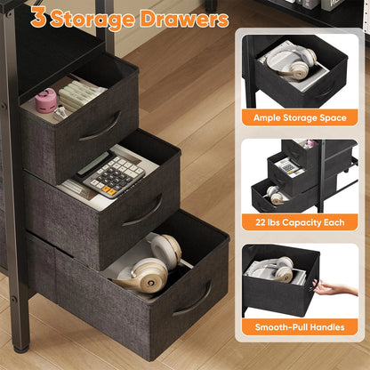 L Shaped Desk with Shelf Drawers 55 Inch Corner Computer Desk