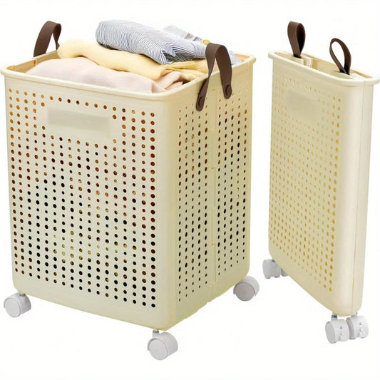 66.5L Foldable Laundry Basket with Wheels - XL Collapsible Storage Bin for Clothes, Toys, Bathroom (14x15x20 inch)
